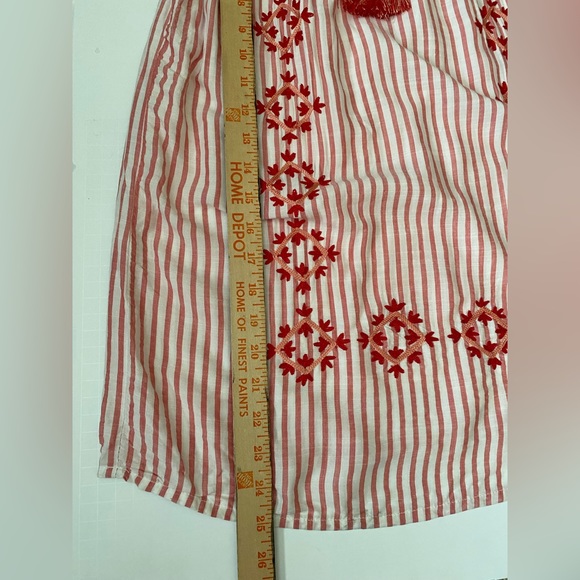 GB Girl Red Pink Stripe Ruffle Sleeve Tunic Dress with Elastic Neckline size M - Picture 4 of 10